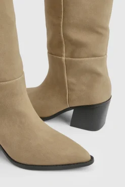 Bottes Western Coupe Large avec Détails de Coutures
