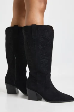 boohoo Bottes Western Coupe Large En Synthétique Brodé< Bottes|Bottes En Daim