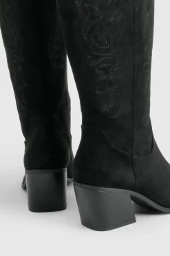 boohoo Bottes Western Coupe Large En Synthétique Brodé< Bottes|Bottes En Daim