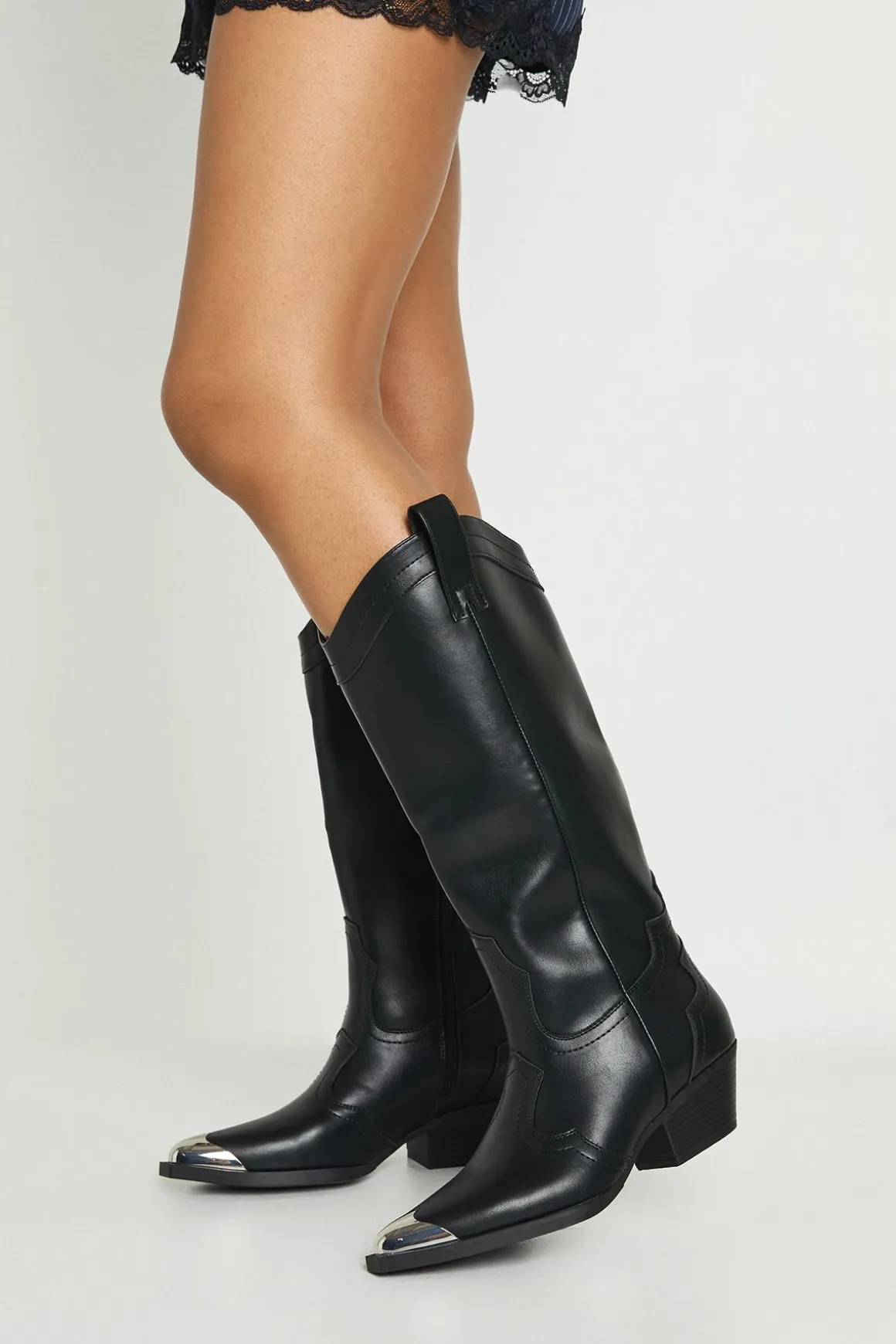 Bottes Western Cowboy avec Détail Embout Métallique