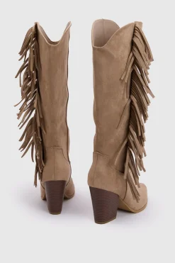 Bottes Western Cowboy À Franges En Synthétique Avec Revers