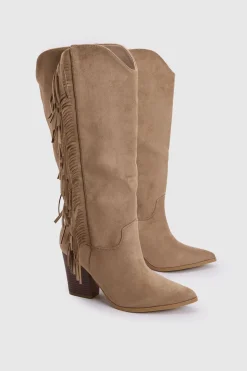 Bottes Western Cowboy À Franges En Synthétique Avec Revers