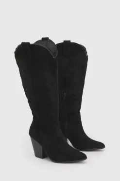 boohoo Bottes Western Cowboy Montantes Brodées En Synthétique< Bottes|Bottes En Daim