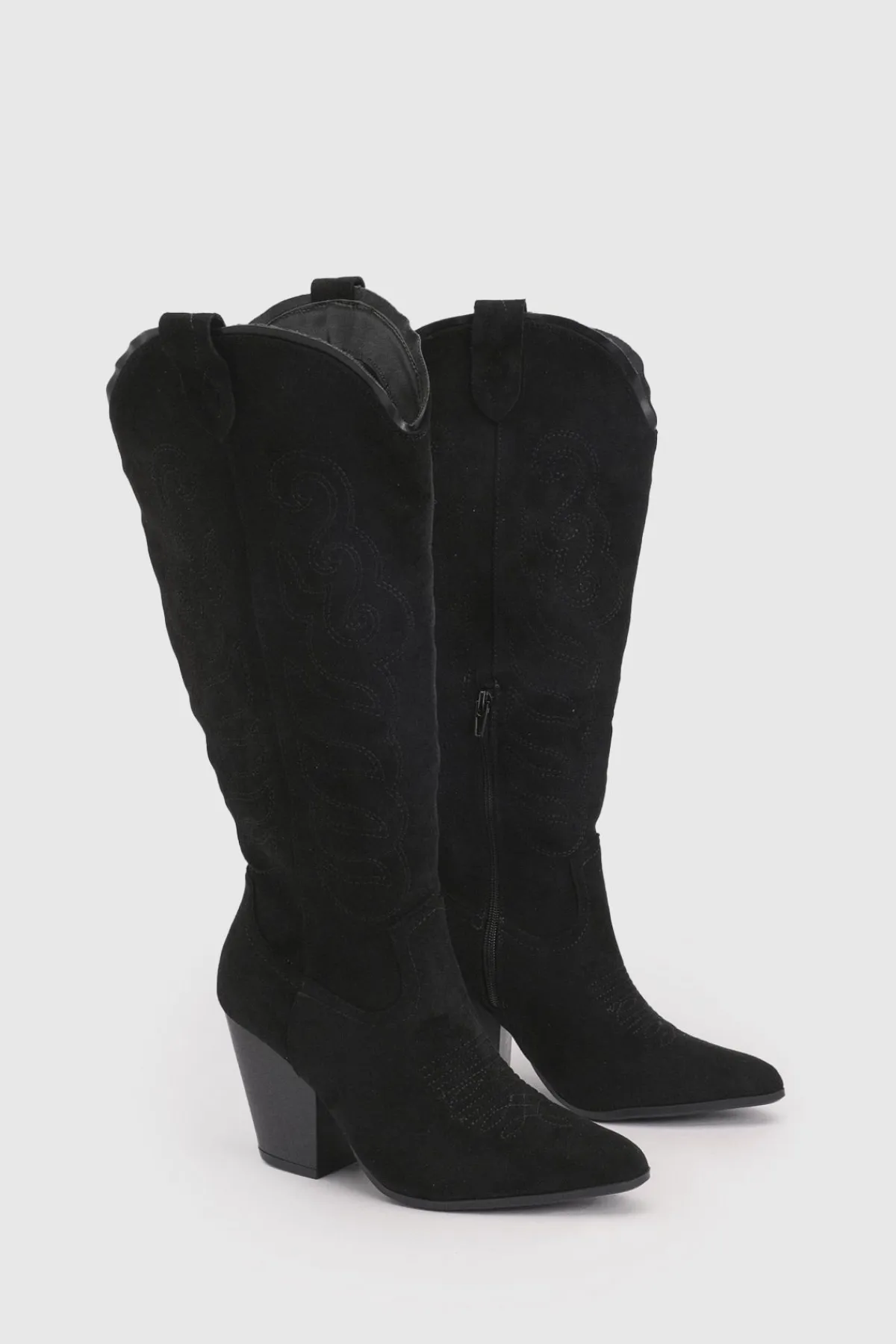 boohoo Bottes Western Cowboy Montantes Brodées En Synthétique< Bottes|Bottes En Daim