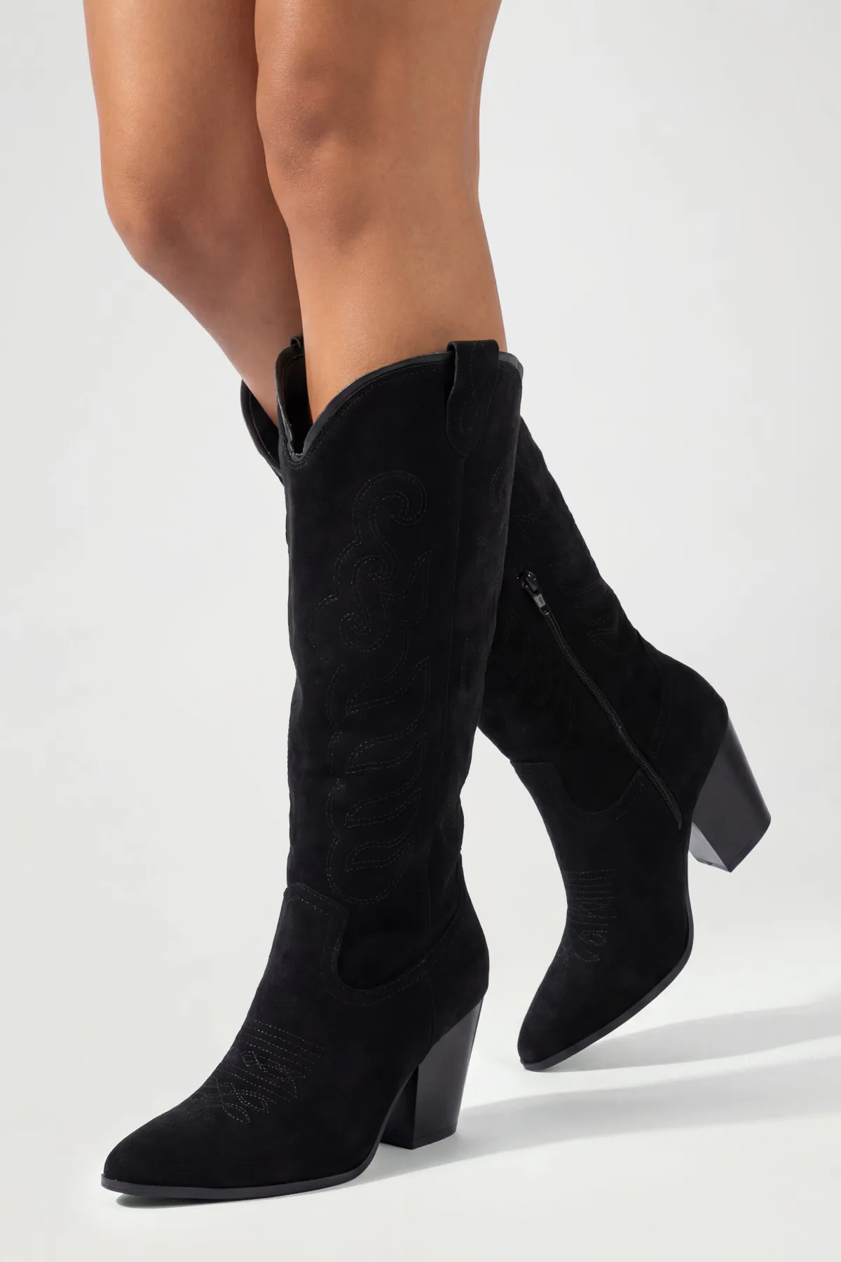 boohoo Bottes Western Cowboy Montantes Brodées En Synthétique< Bottes|Bottes En Daim