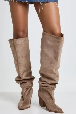 boohoo Bottes Western Cowboy Montantes Plissées En Synthétique< Tons Neutres|Bottes