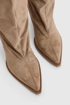 boohoo Bottes Western Cowboy Montantes Plissées En Synthétique< Tons Neutres|Bottes