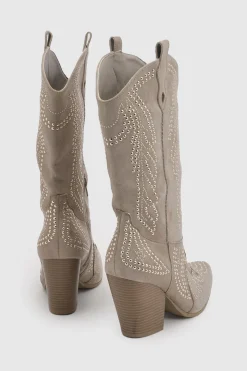 Bottes Western En Synthétique Avec Détails Cloutés