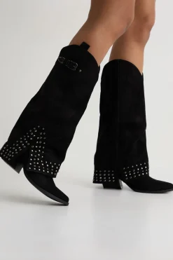 Bottes Western En Synthétique À Rabat Avec Détails Cloutés