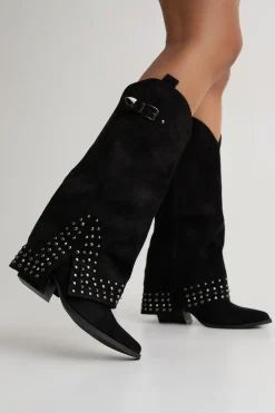 Bottes Western En Synthétique À Rabat Avec Détails Cloutés
