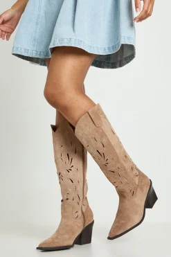 Bottes Western En Synthétique Avec Détails Ajourés