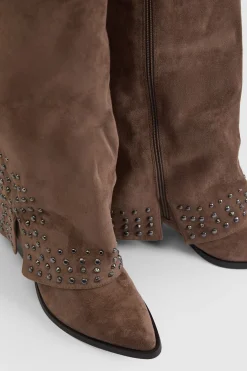 Bottes Western En Synthétique Avec Rabat Et Détails Cloutés