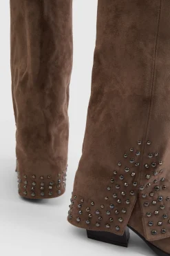Bottes Western En Synthétique Avec Rabat Et Détails Cloutés