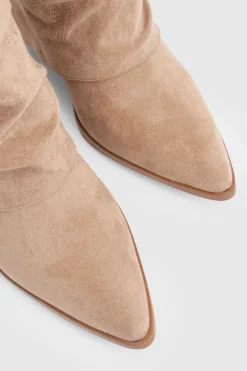 Bottes Western Hautes À Détail Zip Et Revers Pliable