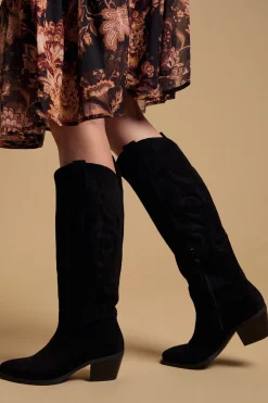 Bottes Western Hautes Jess en Synthétique Brodé