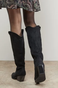 Bottes Western Hautes Maggie en synthétique Brodée