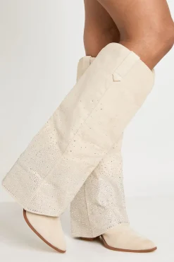 boohoo Bottes Western Hautes À Revers Orné De Strass< Bottes|Bottes Hautes