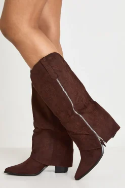 Bottes Western Hautes À Revers Et Détail Zip