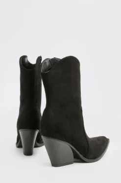 Bottes Western mi-mollet en daim synthétique