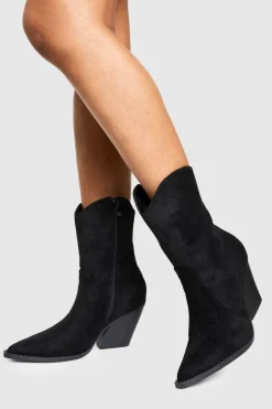 Bottes Western mi-mollet en daim synthétique