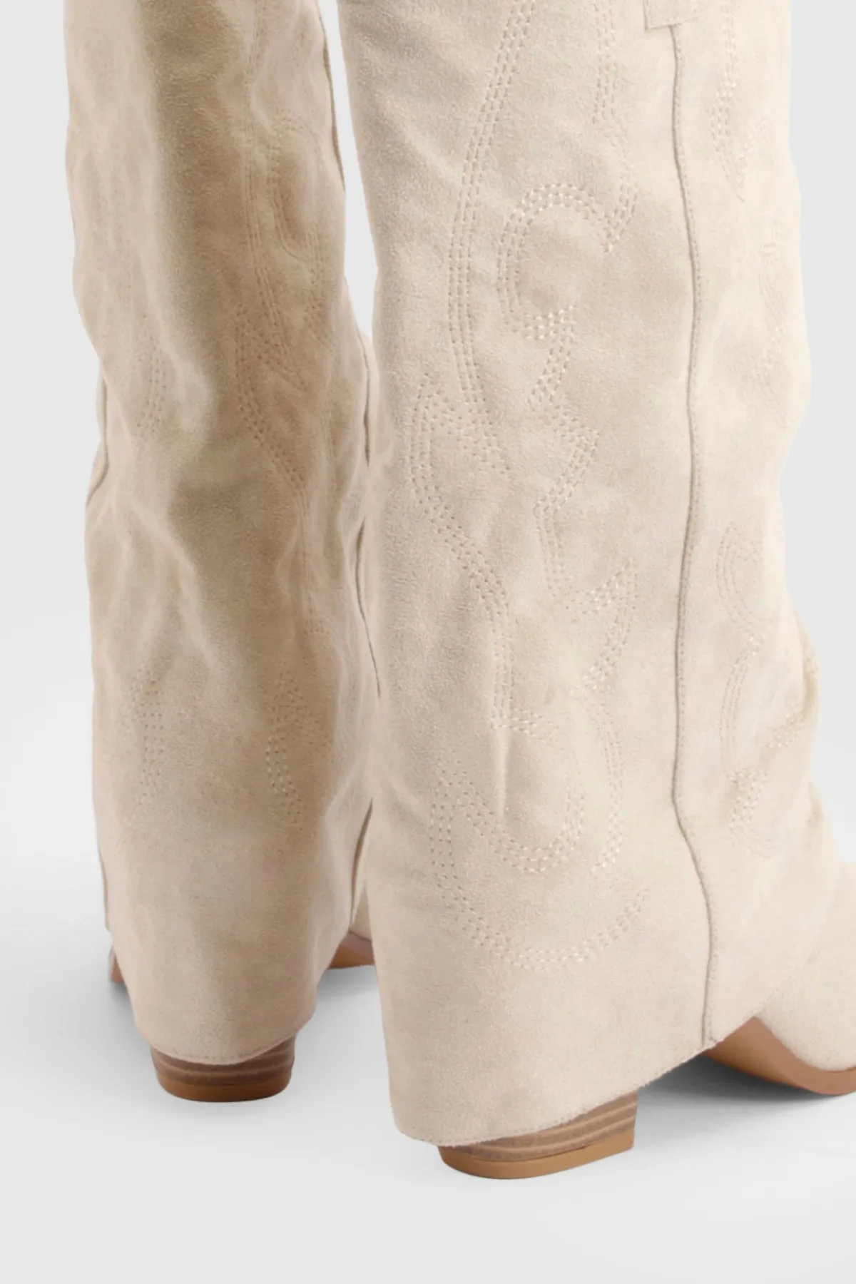 boohoo Bottes Western Mi-mollet À Revers Froncé< Bottes|Bottes Hautes