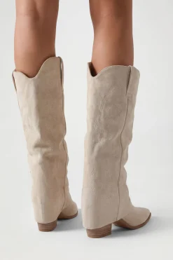 boohoo Bottes Western Mi-mollet À Revers Froncé< Bottes|Bottes Hautes