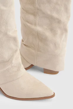 boohoo Bottes Western Mi-mollet À Revers Froncé< Bottes|Bottes Hautes