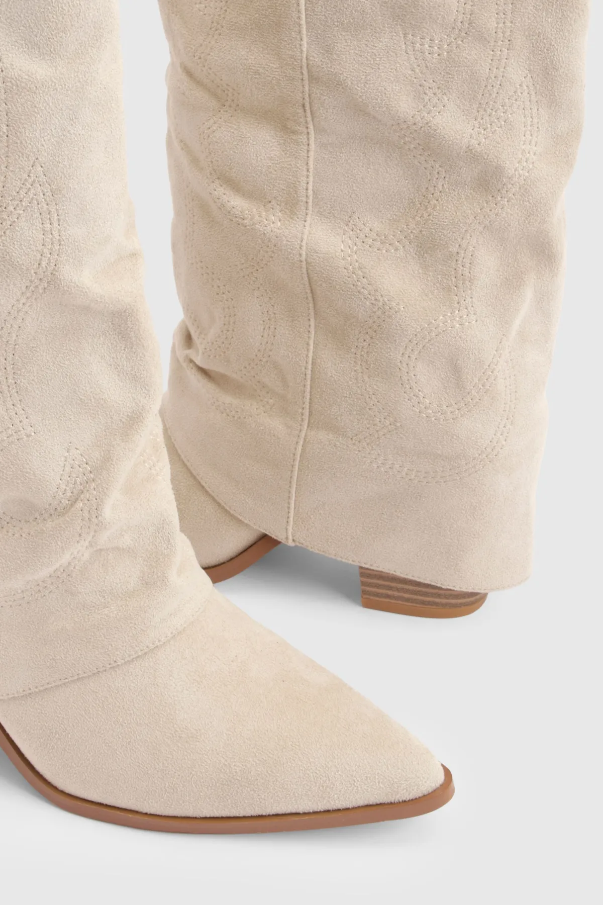 boohoo Bottes Western Mi-mollet À Revers Froncé< Bottes|Bottes Hautes