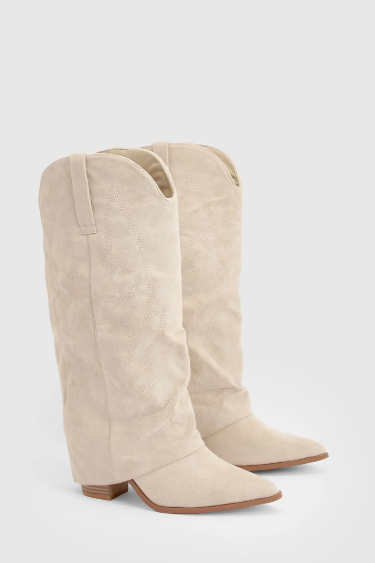 boohoo Bottes Western Mi-mollet À Revers Froncé< Bottes|Bottes Hautes