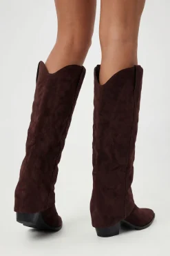 Bottes Western Mi-mollet À Revers Froncé