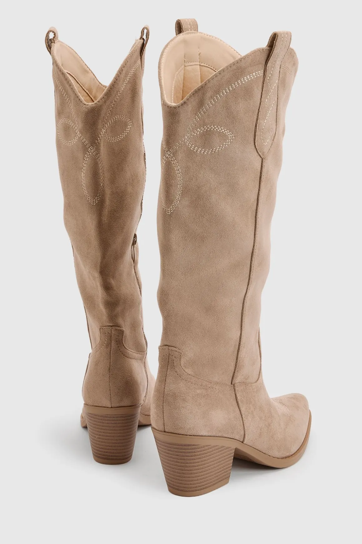 Bottes Western Montantes Au Genou En Synthétique Avec Détail Patte