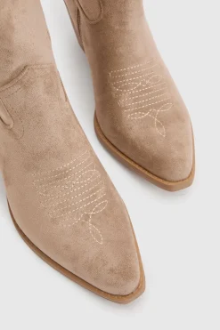 Bottes Western Montantes Au Genou En Synthétique Avec Détail Patte