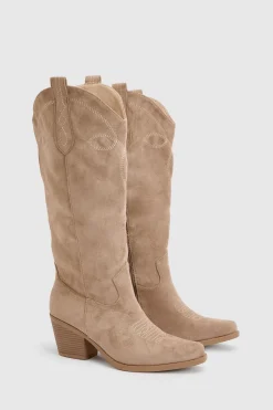 Bottes Western Montantes Au Genou En Synthétique Avec Détail Patte