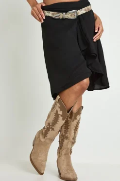 Bottes Western Montantes Au Genou En Synthétique Avec Détails Contrastés