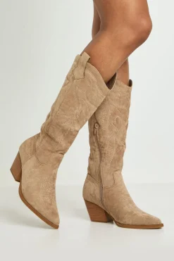boohoo Bottes Western Montantes Brodées En Synthétique< Bottes|Bottes En Daim