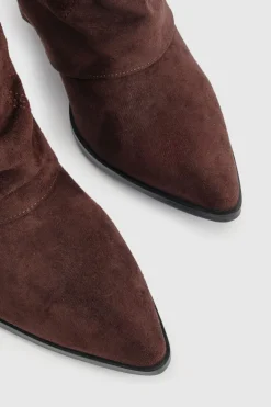 Bottes Western Montantes À Broderies Avec Revers Coupe Large