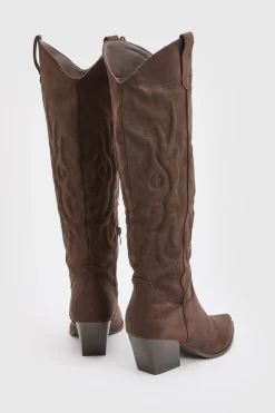 boohoo Bottes Western Montantes Brodées< Looks Chocolat|Bottes