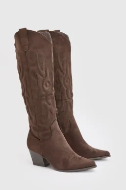 boohoo Bottes Western Montantes Brodées< Looks Chocolat|Bottes