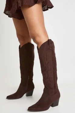 boohoo Bottes Western Montantes Brodées< Looks Chocolat|Bottes