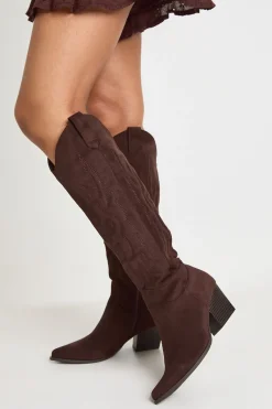 boohoo Bottes Western Montantes Brodées< Looks Chocolat|Bottes