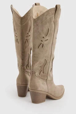 Bottes Western Montantes À Détails Ajourés En Synthétique