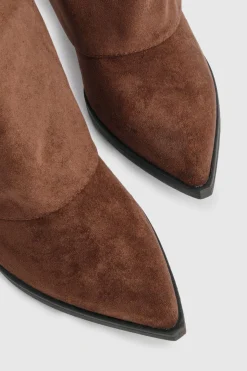 Bottes western montantes en synthétique suédé à revers avec détails de franges