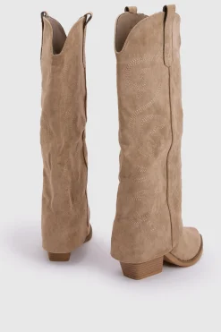 Bottes Western À Revers En Synthétique Brodée