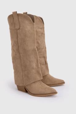 Bottes Western À Revers En Synthétique Brodée