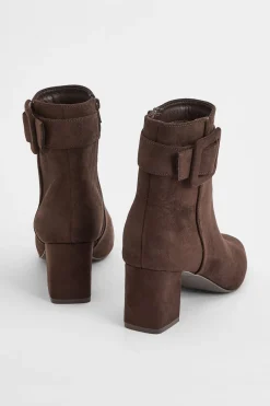 Bottines Athena à Bout Carré en synthétique avec Boucle Recouverte et Talon Bloc Moyen
