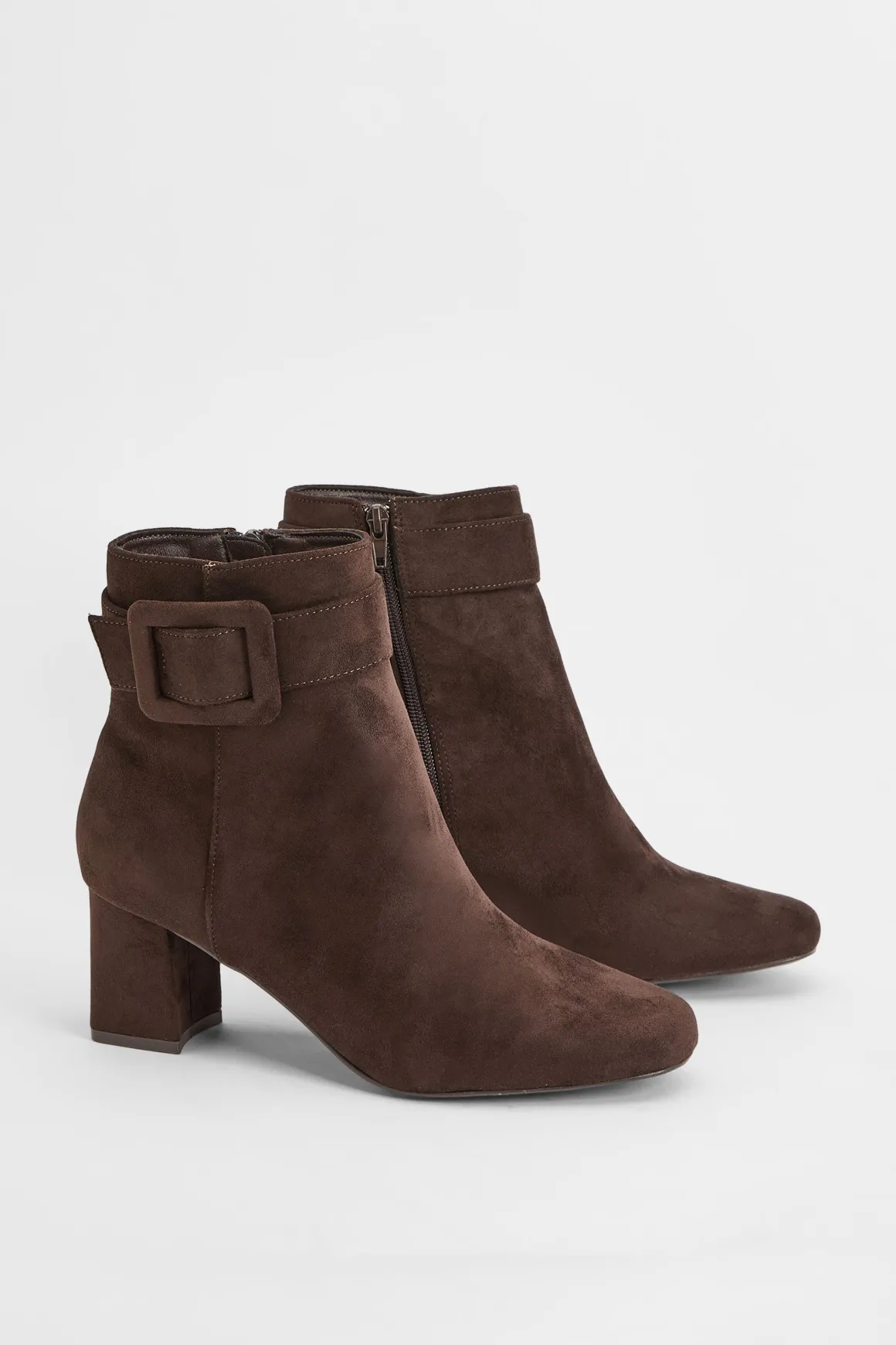 Bottines Athena à Bout Carré en synthétique avec Boucle Recouverte et Talon Bloc Moyen