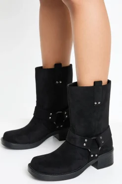 boohoo Bottines Biker en Synthétique avec Détail Harnais< Bottes|Bottes En Daim