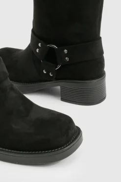 boohoo Bottines Biker en Synthétique avec Détail Harnais< Bottes|Bottes En Daim