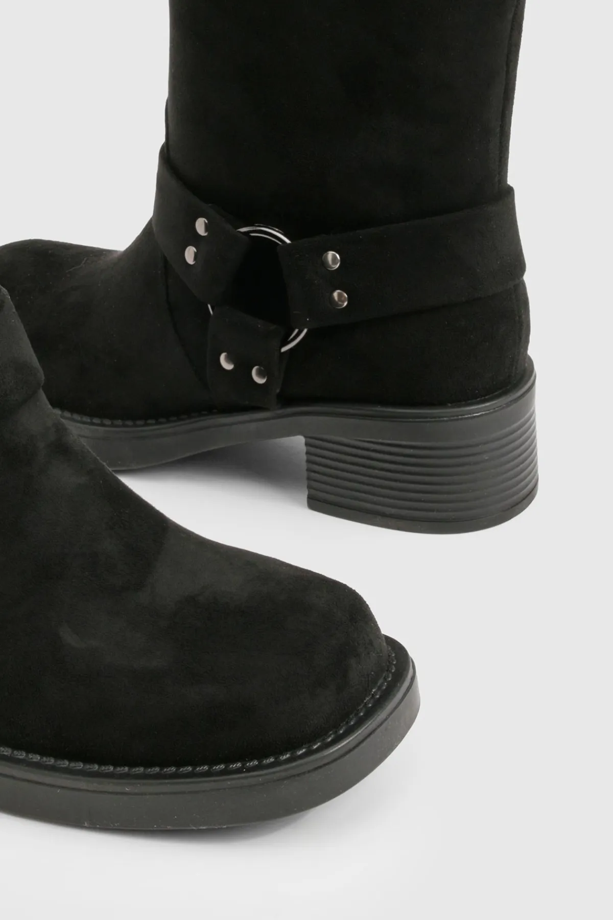 boohoo Bottines Biker en Synthétique avec Détail Harnais< Bottes|Bottes En Daim