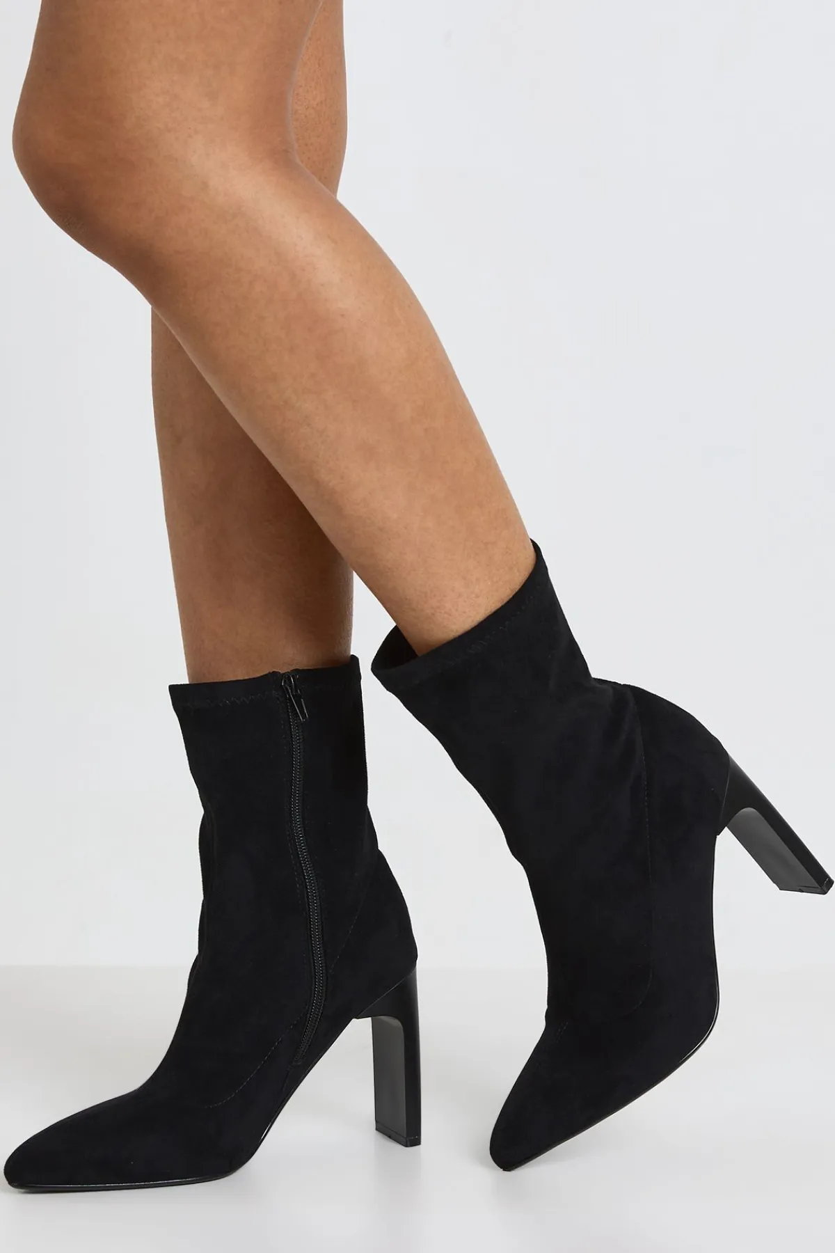 boohoo Bottines Chaussettes Extensibles À Talon< Bottes Mi-Hautes|Bottes